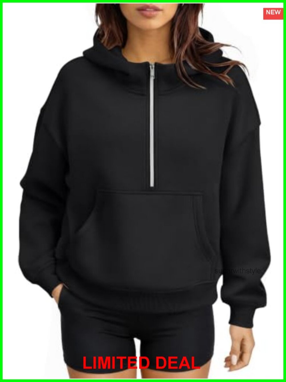 Half Zip Fleece Hoodie Pullover Sweatshirt 1/4 Zip Women